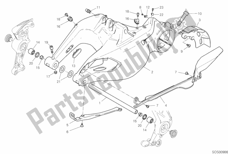Tutte le parti per il Braccio Oscillante Posteriore del Ducati Diavel 1260 S USA 2019